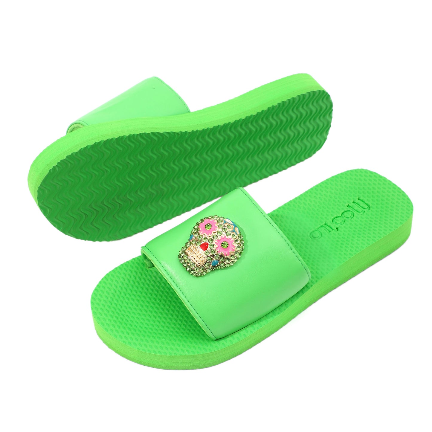 Pantolette / Totenkopf - Grün Set A