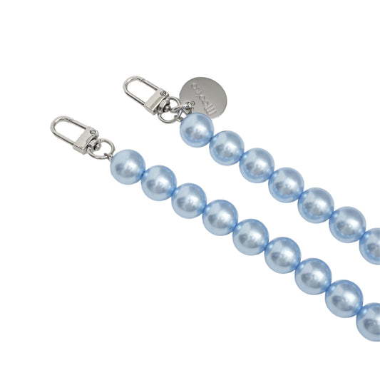 Accessoires / Handy- & Taschenkette Perlen 16mm - Hellblau-Silber